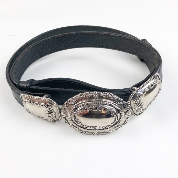 Chico's Accessories - Chico’s black genuine leather belt silver buckle